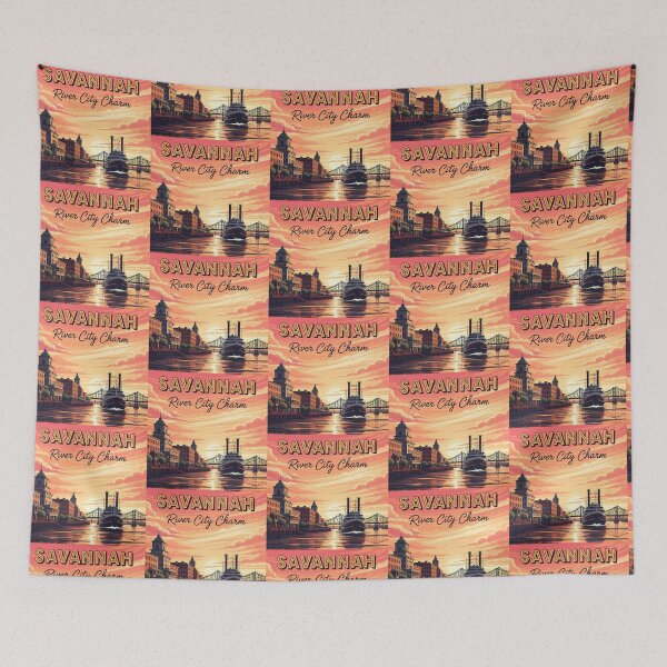 Item preview, Savannah Georgia River City Charm Vintage Travel Poster designed and sold by Digital Dreams Arts.