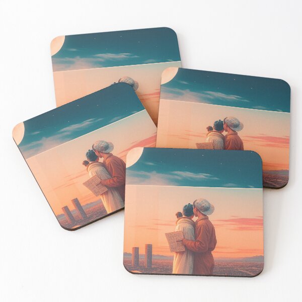 Item preview, Moonlit City Dreams – Surreal Couple Staring at the Sky designed and sold by anymoor.