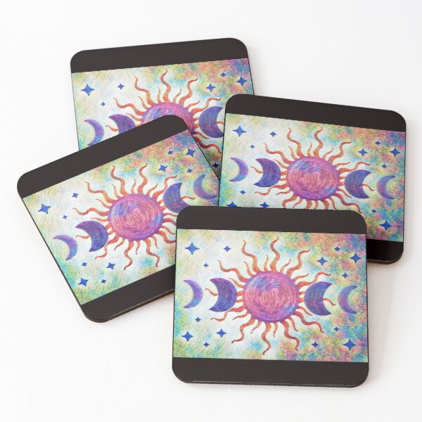 Item preview, Celestial Sun and Moon Phases – Mystical Cosmic Art designed and sold by LuckyLunaBoutique.