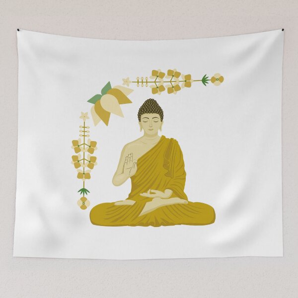 Item preview, Peaceful Buddha Meditation with Golden Flowers designed and sold by ankeyhooba.