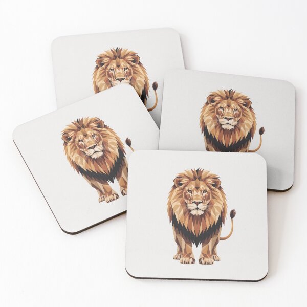 Item preview, Geometric lion front in earth tones designed and sold by bsbd-action.