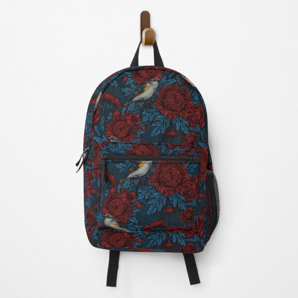 Item preview, Redstarts in the chrysanthemums in blue and red designed and sold by Katerina Mitkova Kirilova.