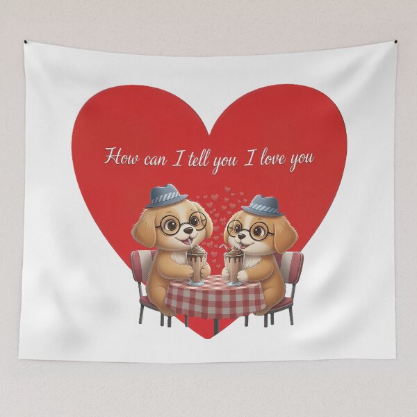 Item preview, Cute Puppy Couple Sharing Milkshakes Love Illustration designed and sold by DroolWorthyUS.