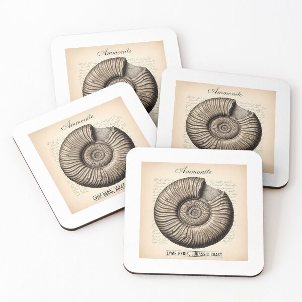 Item preview, Ammonite Fossil - Lyme Regis, Jurassic Coast Vintage Scientific Illustration designed and sold by Digital Dreams Arts.