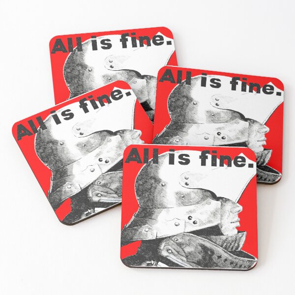 Item preview, "All is fine" knight ink illustration designed and sold by Olivia Braunsteiner.