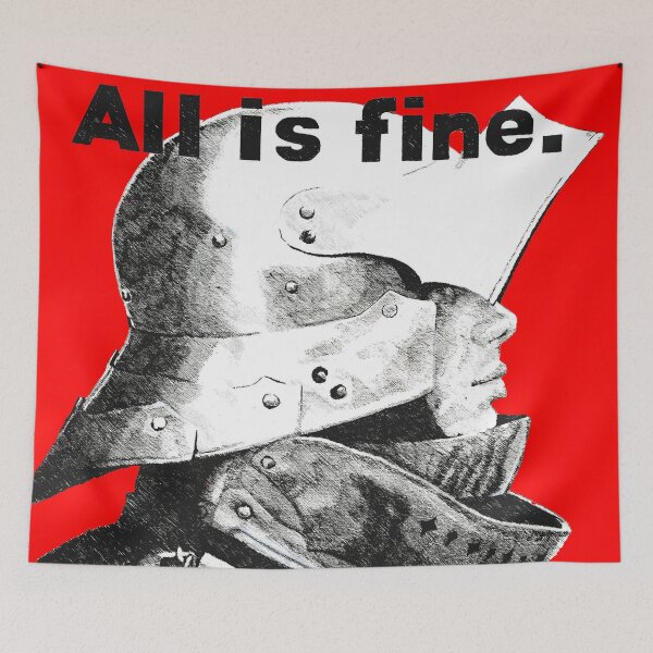 Item preview, "All is fine" knight ink illustration designed and sold by Olivia Braunsteiner.