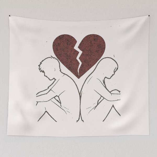 Item preview, Broken Heart Couple Silhouette T-Shirt | Sad Love Emotional Sketch | Heartbreak Lost Love Design designed and sold by KDesignCrafts.