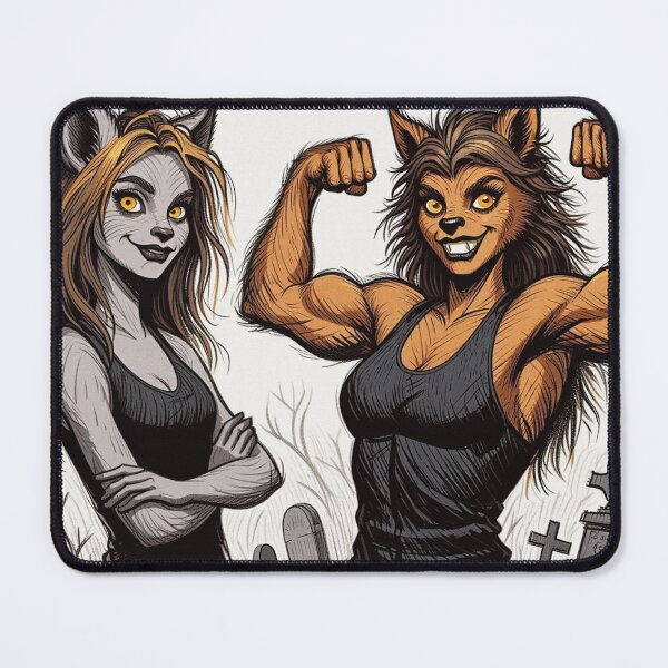 Item preview, Werewolf Girls cool halloween graphic novel style illustration art designed and sold by Vintage Designs +.