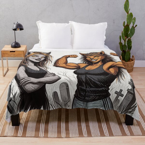 Item preview, Werewolf Girls cool halloween graphic novel style illustration art designed and sold by Vintage Designs +.