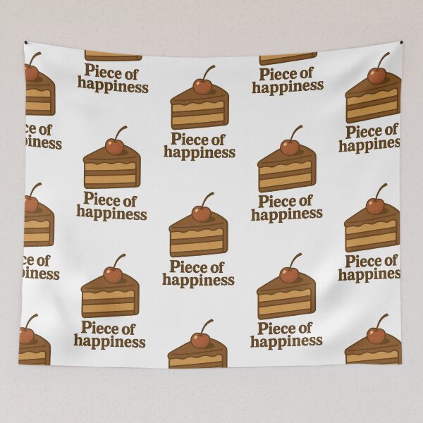 Item preview, Cake slice with cherry on top and piece of happiness text, isolated on transparent, AI generated designed and sold by dvoevnore.
