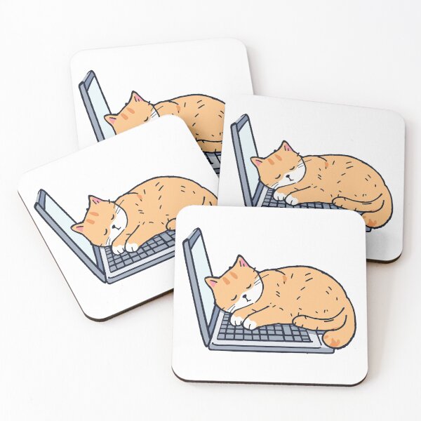 Item preview, Minimalist Laptop Cat – Funny Cartoon Cat on Keyboard Design designed and sold by KaryaVisionSTR.