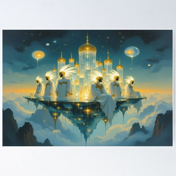 Item preview, Celestial Council – Golden Masks, Divine Light & Floating Grace designed and sold by FotoworldEdel.