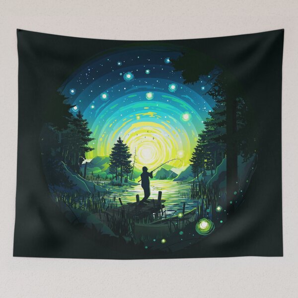 Item preview, Fishing on the lake under the cosmic lights designed and sold by Andrey Prokopenko.