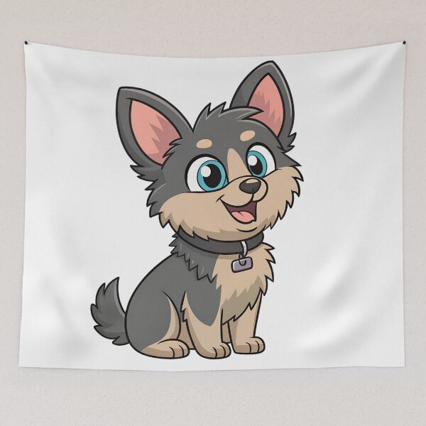 Item preview, Cute Cartoon Puppy  | Fluffy Mixed Breed Dog with Blue Eyes designed and sold by VividOrganica.