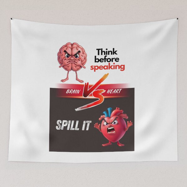 Item preview, Brain vs Heart – Think before speaking vs Spill It designed and sold by Red White Blue Studio.