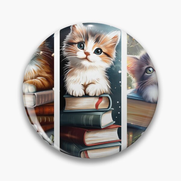 Item preview, Whimsical Kittens with Books and Blossoms designed and sold by SN-art-design.