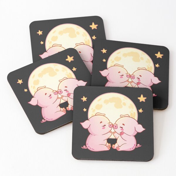 Item preview, Romantic Chibi Pig Couple | Kawaii Cute Love Design designed and sold by ColorSplash123.