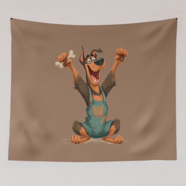 Item preview, Funny cartoon Doberman with bone – funny dog motif designed and sold by Meiersbeste.