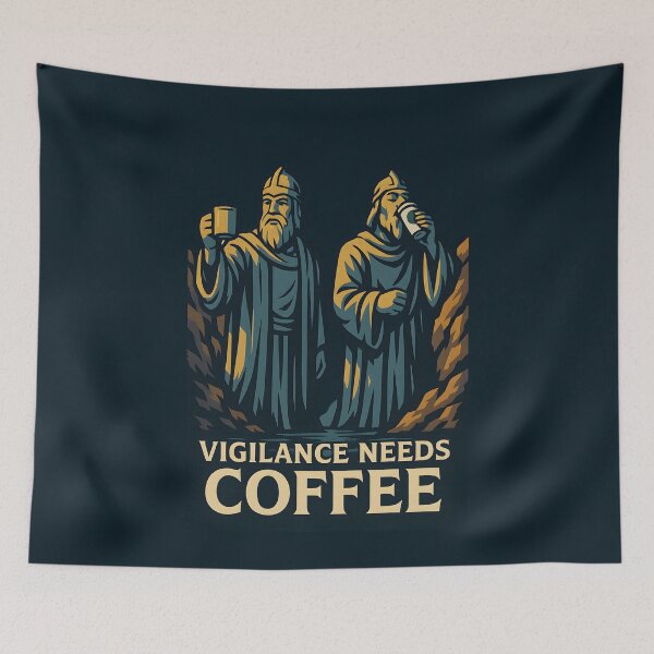 Item preview, Vigilance Needs Coffee – Medieval Guardian Coffee Lover designed and sold by Fenay Designs.