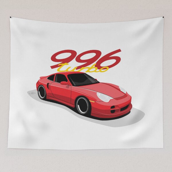 Item preview, Red Porsche 996 turbo illustration designed and sold by blackdogshop.