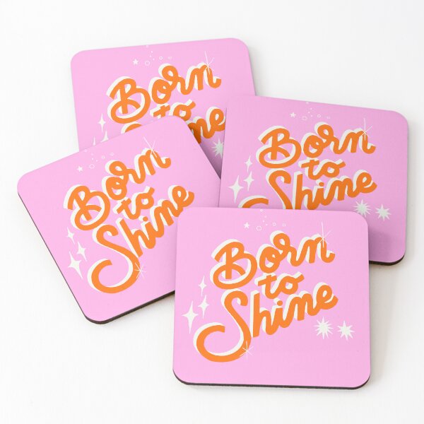 Item preview, Born to Shine Lettering Design | Handwritten Calligraphy with 3D Shadow Effect, Pink Orange & White Sparkle Typography Art designed and sold by indysign.