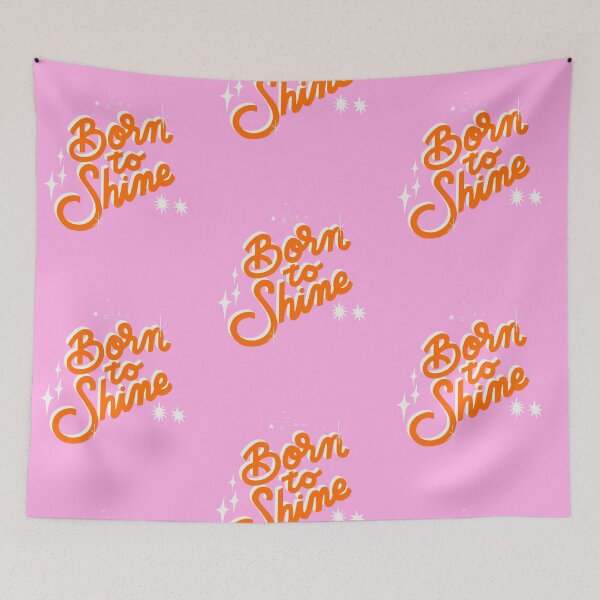 Item preview, Born to Shine Lettering Design | Handwritten Calligraphy with 3D Shadow Effect, Pink Orange & White Sparkle Typography Art designed and sold by indysign.