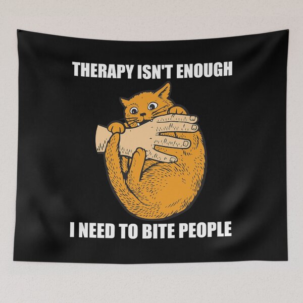 Item preview, Therapy Isn't Enough I Need To Bite People Cat Japanese designed and sold by LottieHill121.