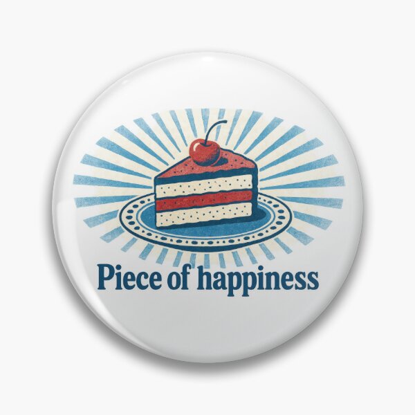 Item preview, Cake illustration with cherry topping and text Piece of happiness, suitable for background, AI Generated designed and sold by dvoevnore.