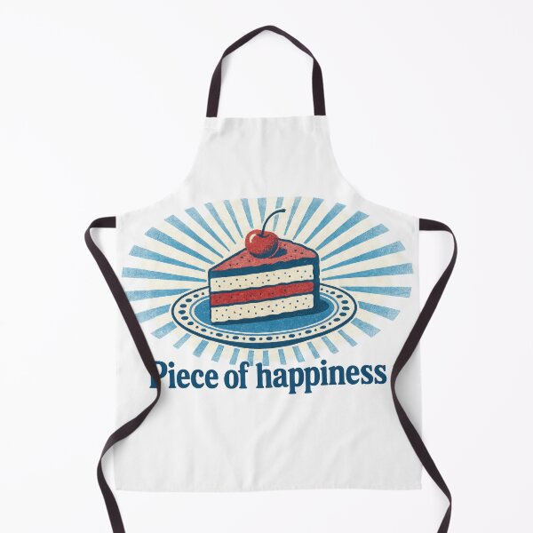 Item preview, Cake illustration with cherry topping and text Piece of happiness, suitable for background, AI Generated designed and sold by dvoevnore.