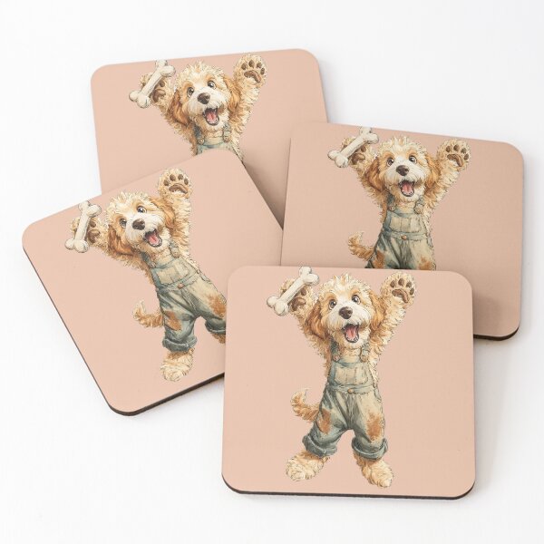 Artikelvorschau, Cartoon Goldendoodle Hund mit Knochen – Süßes Hundefreunde Design entworfen und verkauft von Meiersbeste.