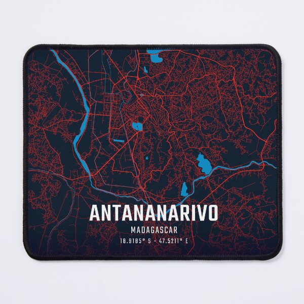 Item preview, Antananarivo Red & Blue Minimalist Map designed and sold by HomeLivingCo.