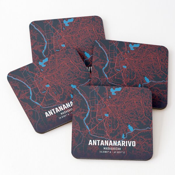 Item preview, Antananarivo Red & Blue Minimalist Map designed and sold by HomeLivingCo.