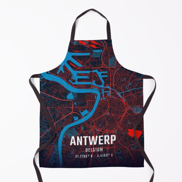 Item preview, Antwerp Red & Blue Minimalist Map designed and sold by HomeLivingCo.