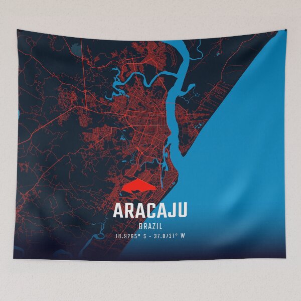 Item preview, Aracaju Red & Blue Minimalist Map designed and sold by HomeLivingCo.