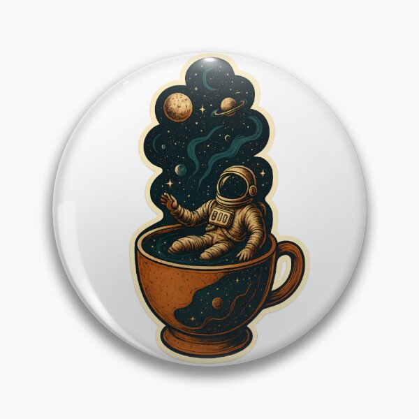 Item preview, Astronaut Coffee Cup Galaxy Sticker | Retro Space Surrealism Cosmic Steam Art designed and sold by Papurica.