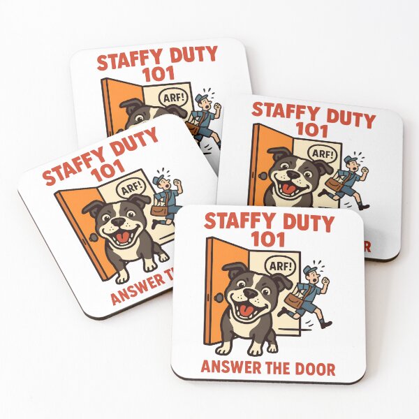 Item preview, Staffy Duty 101 Answer the Door Funny Guard Dog Design designed and sold by BestFriendTees.