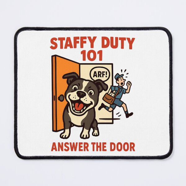 Item preview, Staffy Duty 101 Answer the Door Funny Guard Dog Design designed and sold by BestFriendTees.