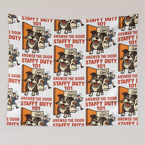 Item preview, Staffy Duty 101 Answer the Door Funny Guard Dog Design designed and sold by BestFriendTees.