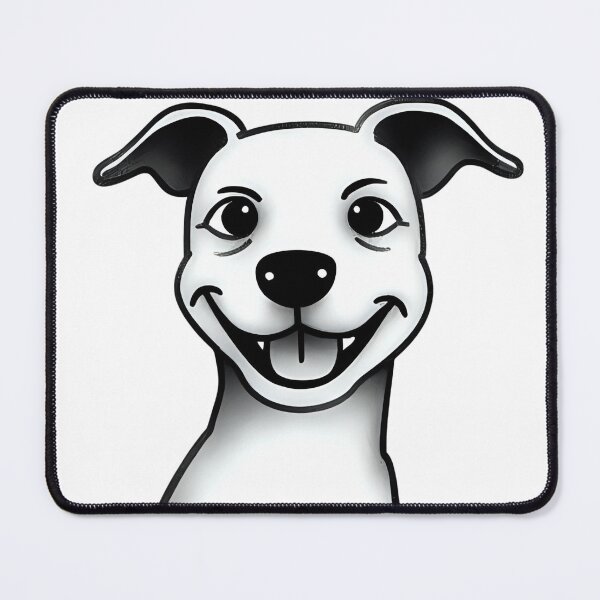 Item preview, Smiling Pitbull Dog – Bold Black & White Cartoon Illustration designed and sold by The Sandy Design Store.