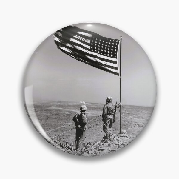 Item preview, From the crest of Mount Suribachi, the Stars and Stripes wave in triumph over Iwo Jima after U.S. Marines had fought their way inch by inch up its steep lava-encrusted slopes. designed and sold by Delinquent Doll.