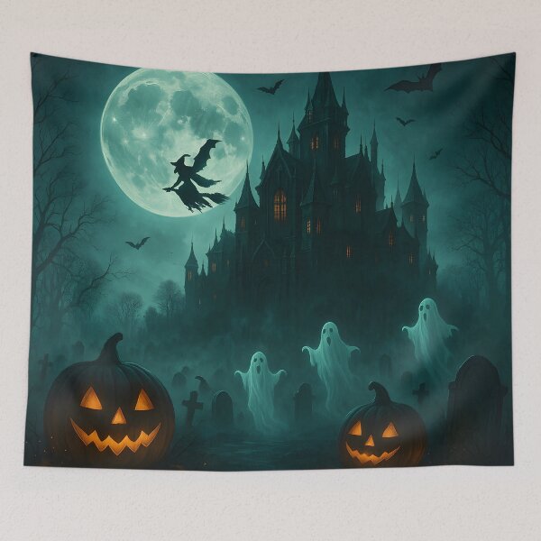 Item preview, Witch Flying Over Haunted Castle designed and sold by Duongvantoan.