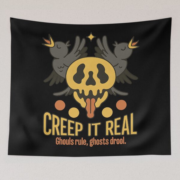 Item preview, Creep It Real Halloween Shirt - Funny Spooky Skull and Ghost Humor Design for Horror Fans and Party Lovers designed and sold by DrawHandArt.