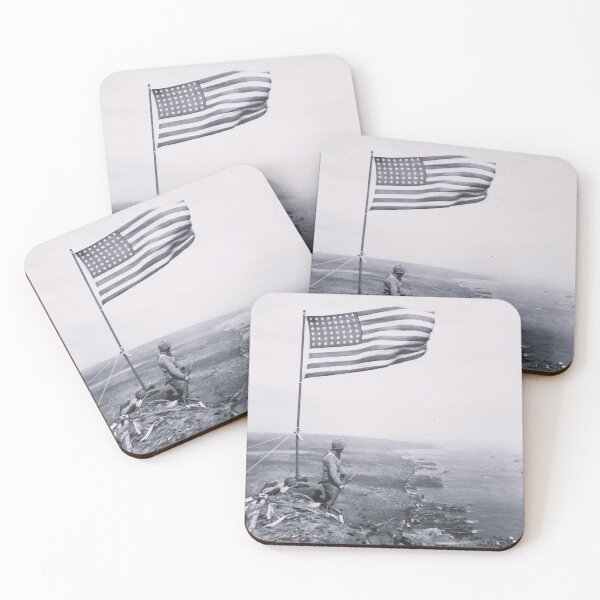 Item preview, From the crest of Mount Suribachi, the Stars and Stripes wave in triumph over Iwo Jima after U.S. Marines had fought their way inch by inch up its steep lava-encrusted slopes. designed and sold by Delinquent Doll.