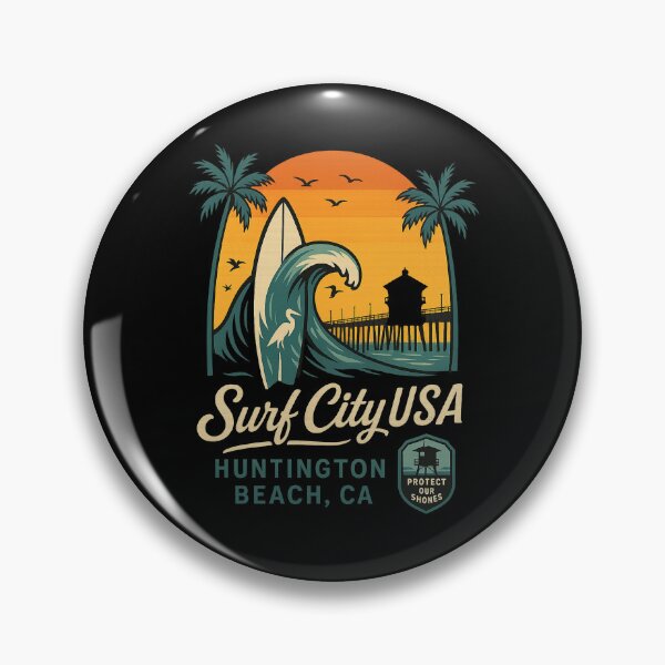 Item preview, Surf City USA – Modern Huntington Beach Pier & Surfboard Design designed and sold by getpressedshirt.