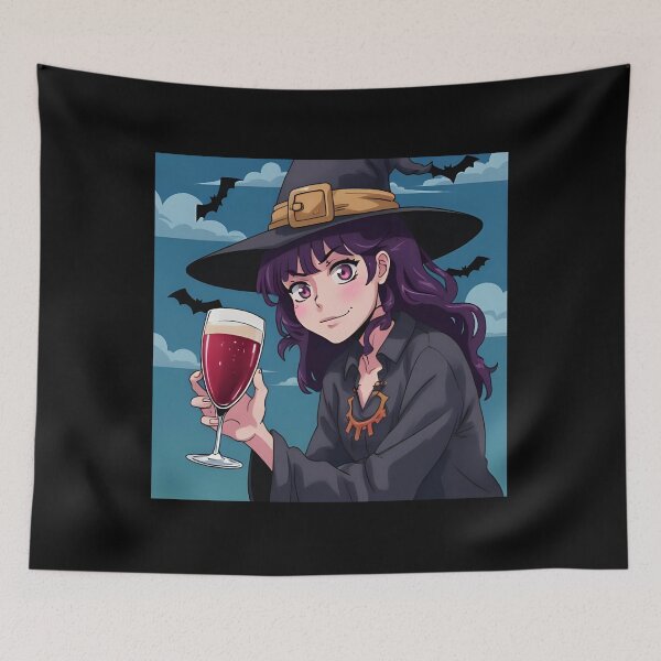Item preview, Purple Witch with Wine – Spooky Cute Design designed and sold by Dream Magic Co.