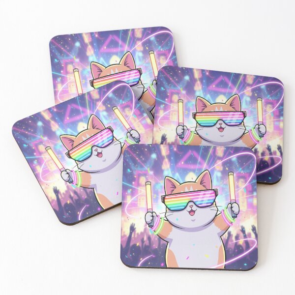 Item preview, Festival Rave Cat EDM Neon Kitty Party Vibes Design designed and sold by Neko-Doodle-co.