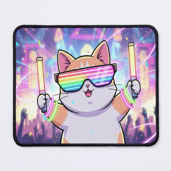 Item preview, Festival Rave Cat EDM Neon Kitty Party Vibes Design designed and sold by Neko-Doodle-co.
