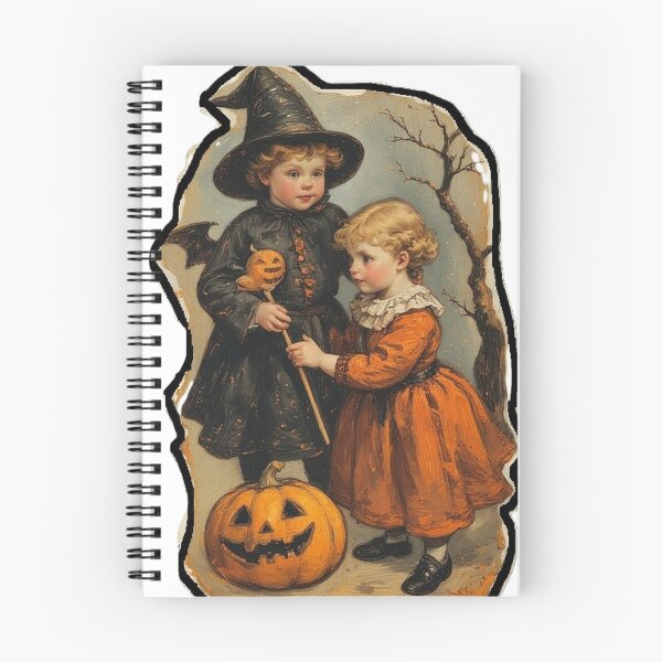 Item preview, Vintage Halloween Children – Retro Witch and Pumpkin Illustration designed and sold by Mido-artister.