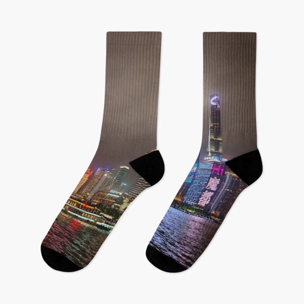 Item preview, Electric Dreams - Futuristic Shanghai Skyline, A Cyberpunk Vision designed and sold by Luminari Creations.