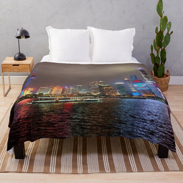 Item preview, Electric Dreams - Futuristic Shanghai Skyline, A Cyberpunk Vision designed and sold by Luminari Creations.